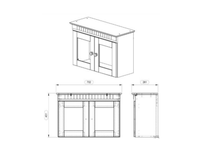 Armário aéreo de madeira com 2 portas de vidro no acabamento cera  / Coleção Amsterdam